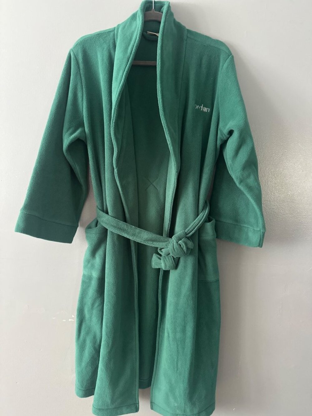 Personalized (Jordan) LL Bean Kids Robe L 14-16 Green Fleece Bathrobe NWT